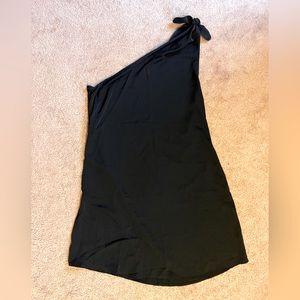 One Shoulder Shift Dress, Black,  XL